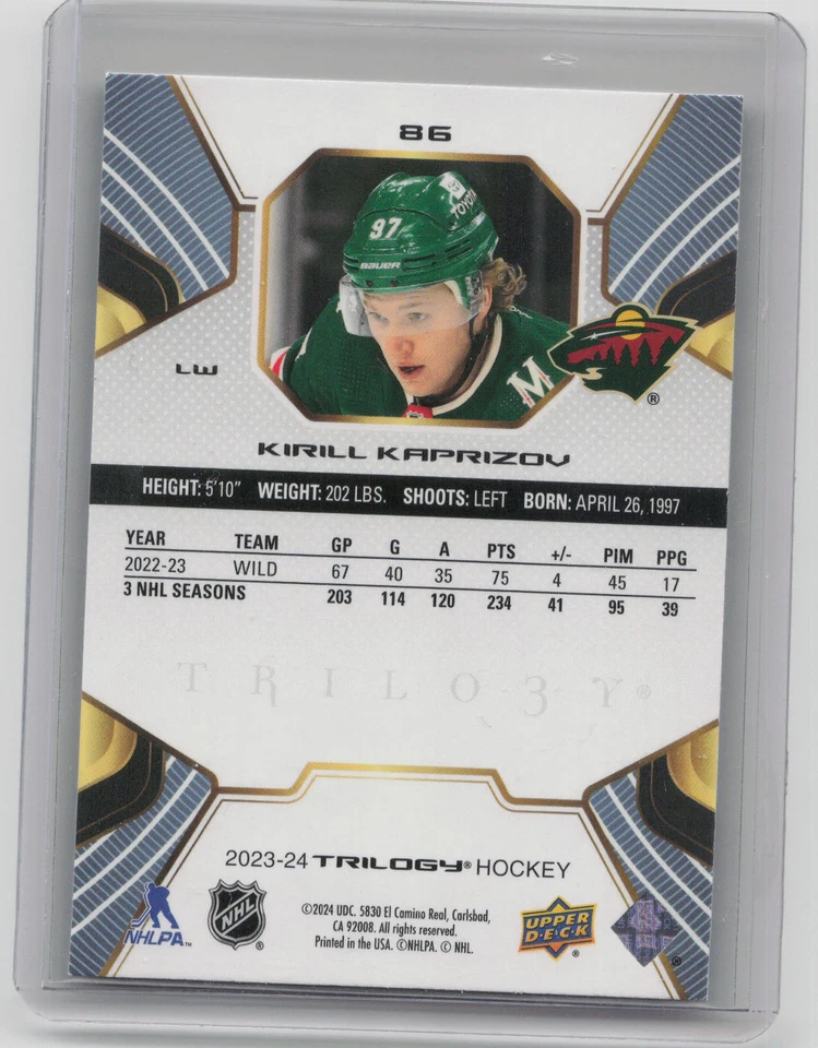 2023-24 Upper Deck Trilogy #86 Kirill Kaprizov - Image 2 of 2