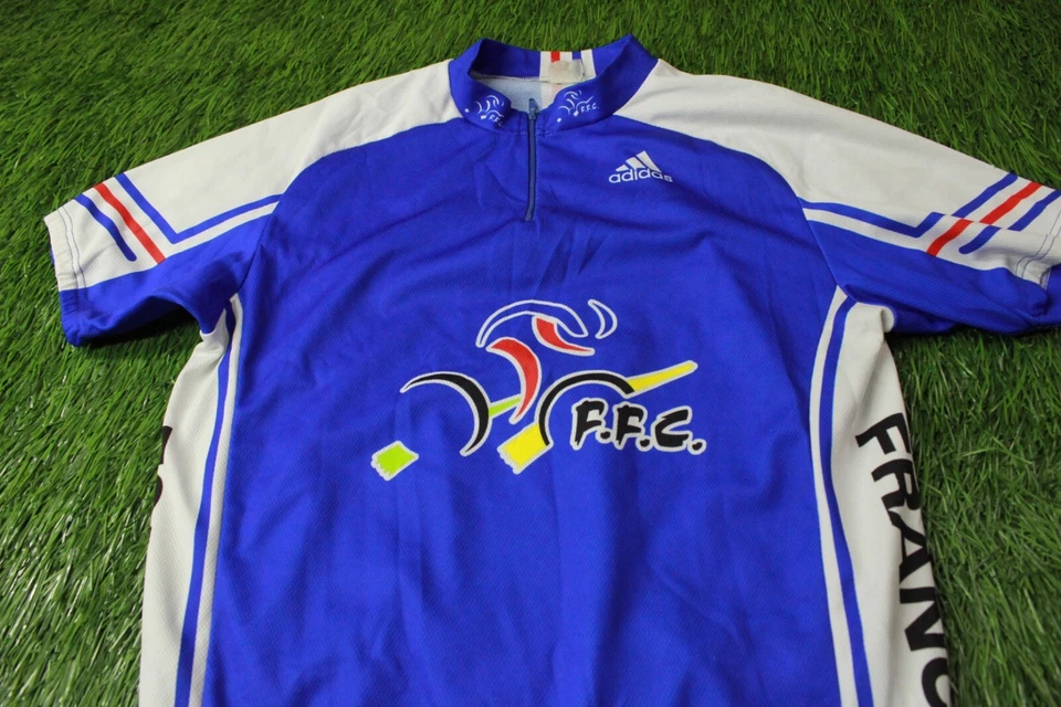 RARE CYCLING SHORT SLEEVES SHIRT JERSEY FRANCE TEAM FFC ADIDAS ORIGINAL SIZE 5 - Image 2 of 4