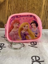 Disney Princess Pink Small Coin Purse Keychain Ariel Snow White Rapunzel