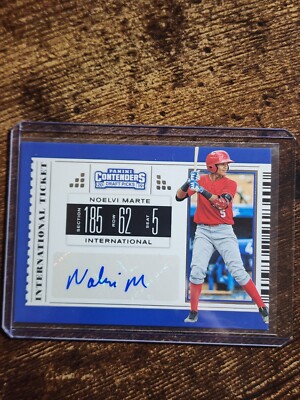 Noelvi Marte 2019 Panini Contenders Baseball International Ticket Auto REDS