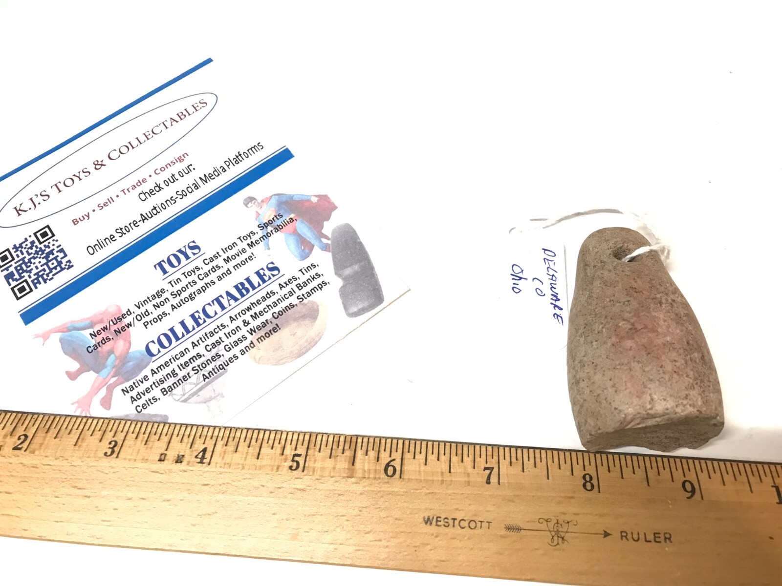 AUTHENTIC Native American Artifact Hardstone Large Plummet Found Ohio