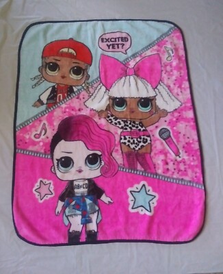 LOL Surprise Doll Plush Throw Blanket 24in x 47in Pre owned