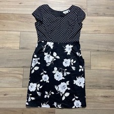 Jody California Womens Polka Dot and Floral Patterned Dress Size XL Black White