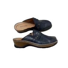 Josef Seibel Black Leather Clogs Comfort Chunky Sz 42 Studded