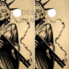 Marilyn Monroe Liberty With Gun 2A Cornhole Wrap Bag Toss Skin Decal Sticker