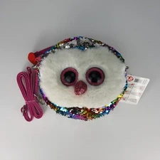 OWEN the Owl Purse Bag TY Fashion Flippy Rainbow Color Sequin 8" w/ Strap NWT