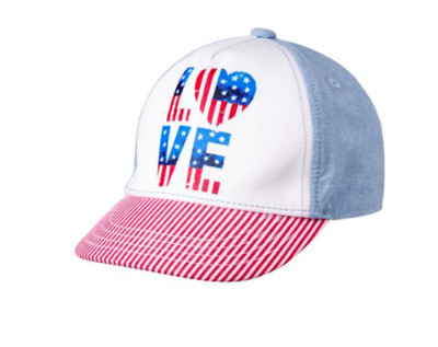 New Gymboree Girls LOVE AMERICAN FLAG HAT - White Red Denim-Blue - Size 4T-5T