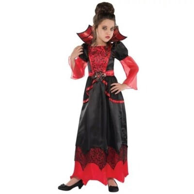 Vampire Queen Costume Large 12-14 Jacket Pants Mask Halloween Girls Gothic New