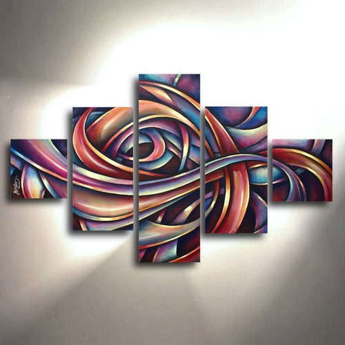 Arte Pintor Abstracto M.Lang 5 Piezas Decoración Hogar Contemporánea Certificado Original