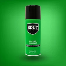 Brut Classic Aluminum-Free Deodorant Spray, 24 HR Odor Protection 10oz