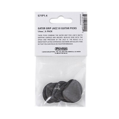 Dunlop Guitar Picks Gator Grip Jazz III 1.4mm 6 Pack | eBay