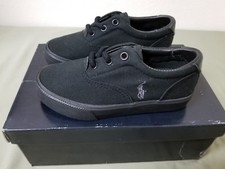 new Polo Ralph Lauren kids child triple black vaughn sneakers.