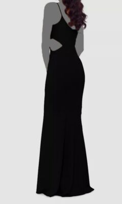 Betsy & Adam Womens One Shoulder Long Evening Dress Black 2