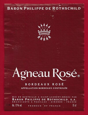 80/47a Etikett Label BORDEAUX BARON PHILIPPE DE ROTHSCHILD ROSÉ LAMM