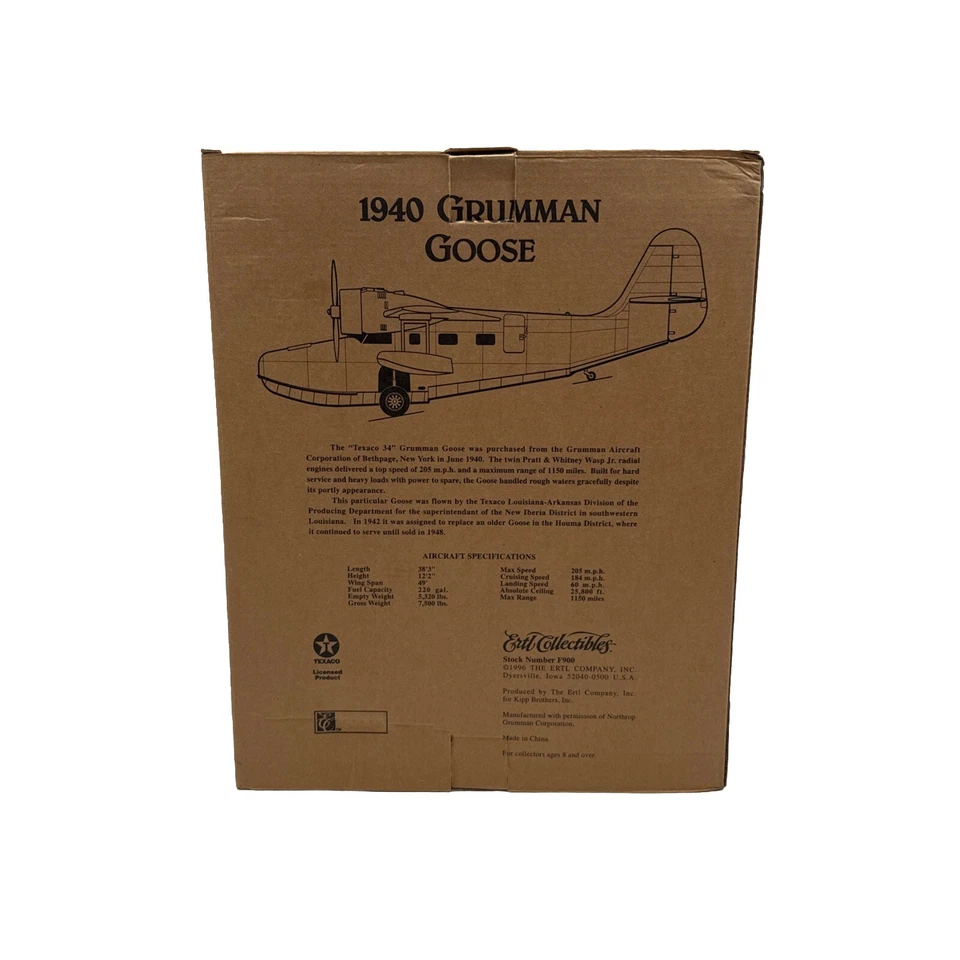 Wings Of Texaco 1940 Grumman Goose Airplane 1996 by ERTL Collectibles - Image 2 of 2