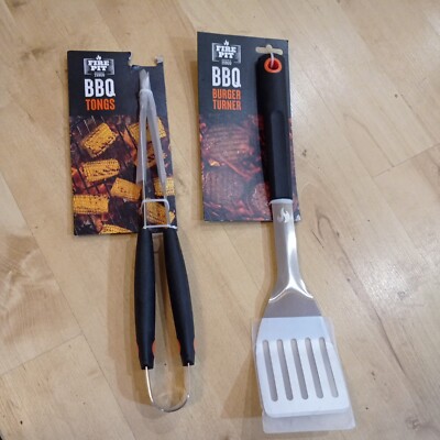 Feuerstelle Grillzange und Wender Edelstahlkörper & Soft Touch Griffe 