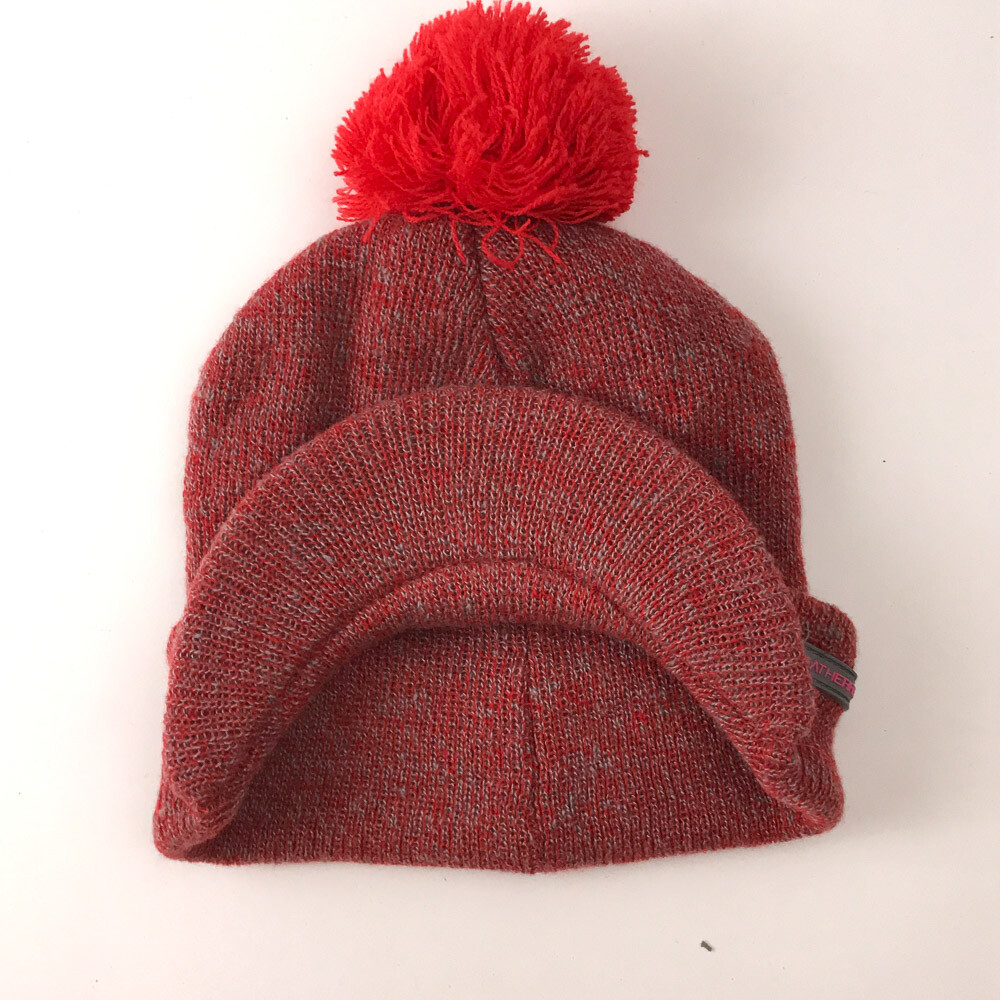 Weatherproof Red with Gray Knit Pom Pom Toboggan Hat 7-16 | eBay