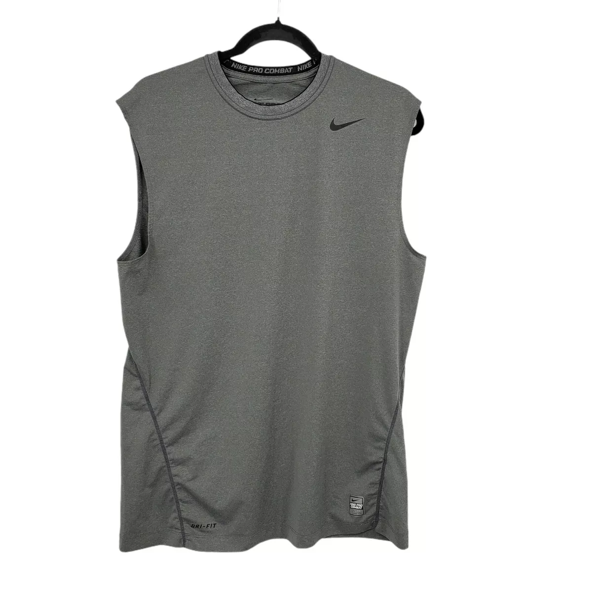 Men's Nike Pro Combat Dri Fi Tank Top Fitted Gray Compression Training Large