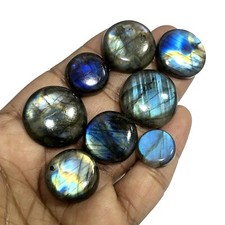 8 Pieces Lot Top Quality Natural Labradorite Round Shape Cabochon Loose Gemstone