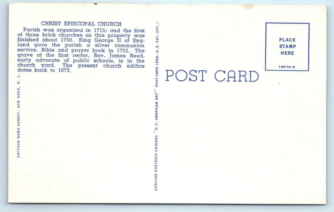 NEW BERN, North Carolina NC ~ CHRIST EPISCOPAL CHURCH Craven County  Postcard | eBay