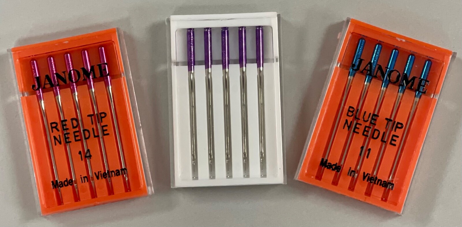 Genuine Janome Needles Purple, Red, Blue, Leather, Ball Point, Denim,Top stitch. eBay