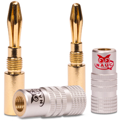 Bananenstecker 4mm NAUC schraubbar vergoldet Lautsprecher Boxen Kabel Stecker