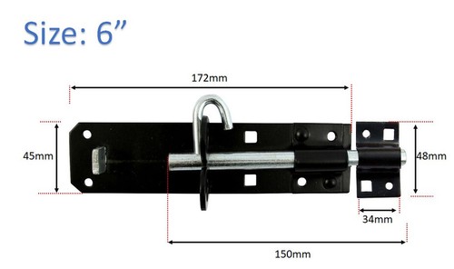 T-Stück Scharnier (2) 14" 350 mm Ringriegel Bolzen Set Holz Gartentor Beschlagset schwarz - Bild 4 von 5