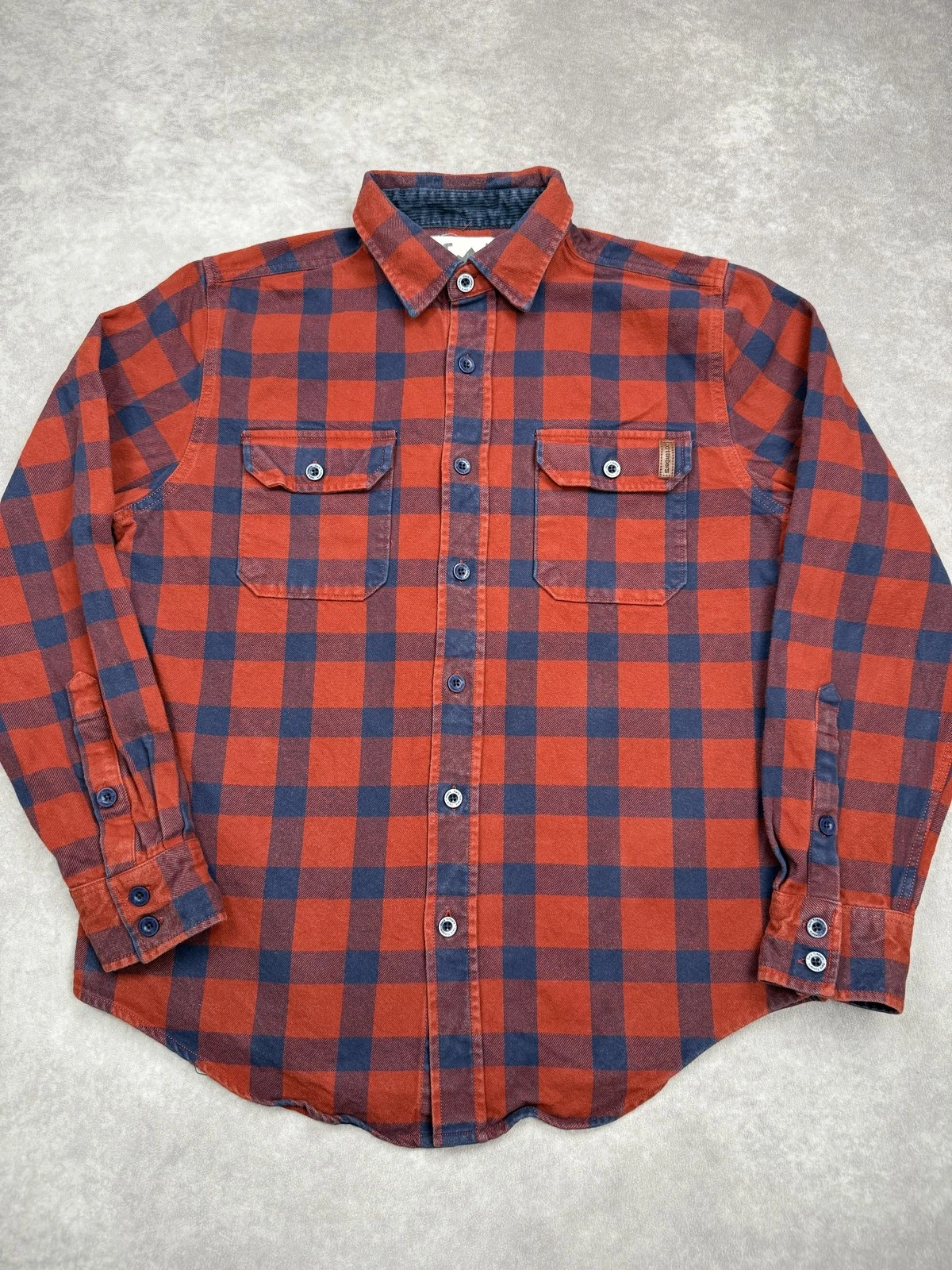 Dark Timbers Shirt Mens Large Red Blue Buffalo Plaid Flannel Button Up Outdoors