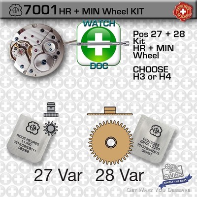 HR + MIN Wheel KT's FIT  MOVEMENT ETA 7001, CHOOSE H3 or H4