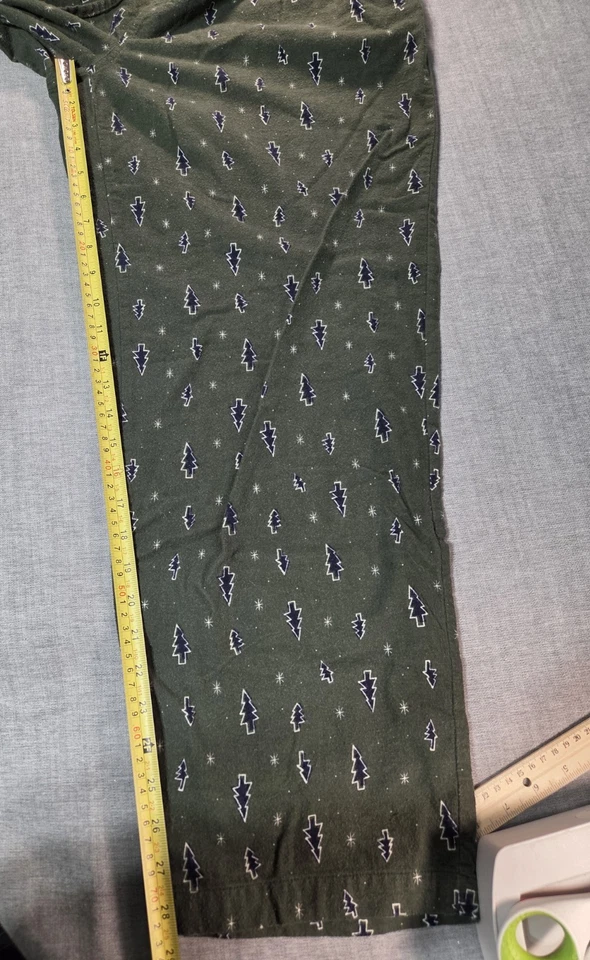 Cherokee Men's Lounge Pants Green Flannel Trees Size L Pockets Elastic Waist - Image 3 of 4