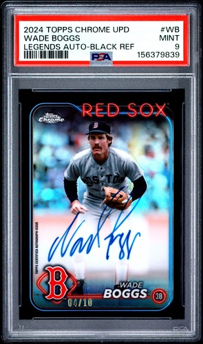 2024 TOPPS CHROME UPDATE CHROME LEGENDS AUTO BLACK WADE BOGGS 04/10 PSA 9