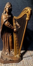 Saint Cecilia CECILE BRONZE STATUE HARP FRENCH MARTYRE PATRONESS OF MUSIC RARE 