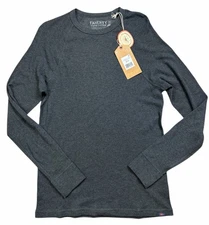 Faherty Cloud Cotton MEDIUM Long Sleeve Waffle Crew Pima Cotton Charcoal NEW