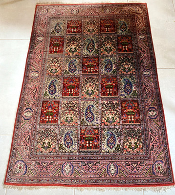 Asian Silk Rug, Garden Design, 99cm x 155cm