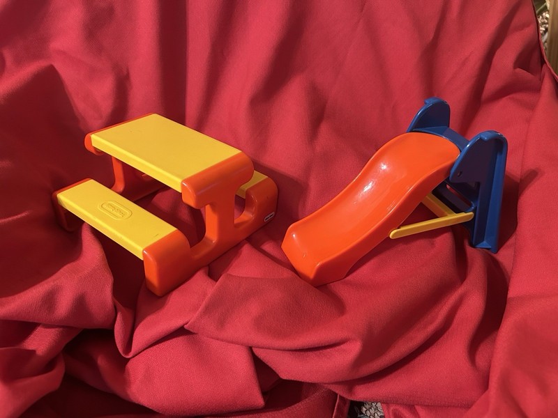 Vintage Little Tikes Playground Outside Picnic Table and Slide - EUC