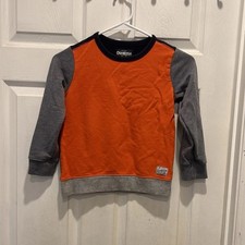 Oshkosh Sweatshirt Orange Navy Gray Boys Size 6 Colorblock Back To School
