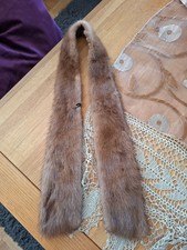 Echt Nerz Krawatte Stola Haselnussbraun Retro Vintage gefüttert gebr. w. Neu