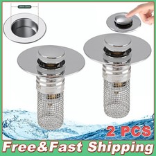 2PCS Bathroom Sink Stopper with Removable Hair Catcher,Pop Up Sink Drain Filter