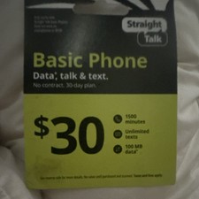 Straight Talk 30 Prepaid Card 1500 Min Unlimited Texts 100MB Data 30-Day