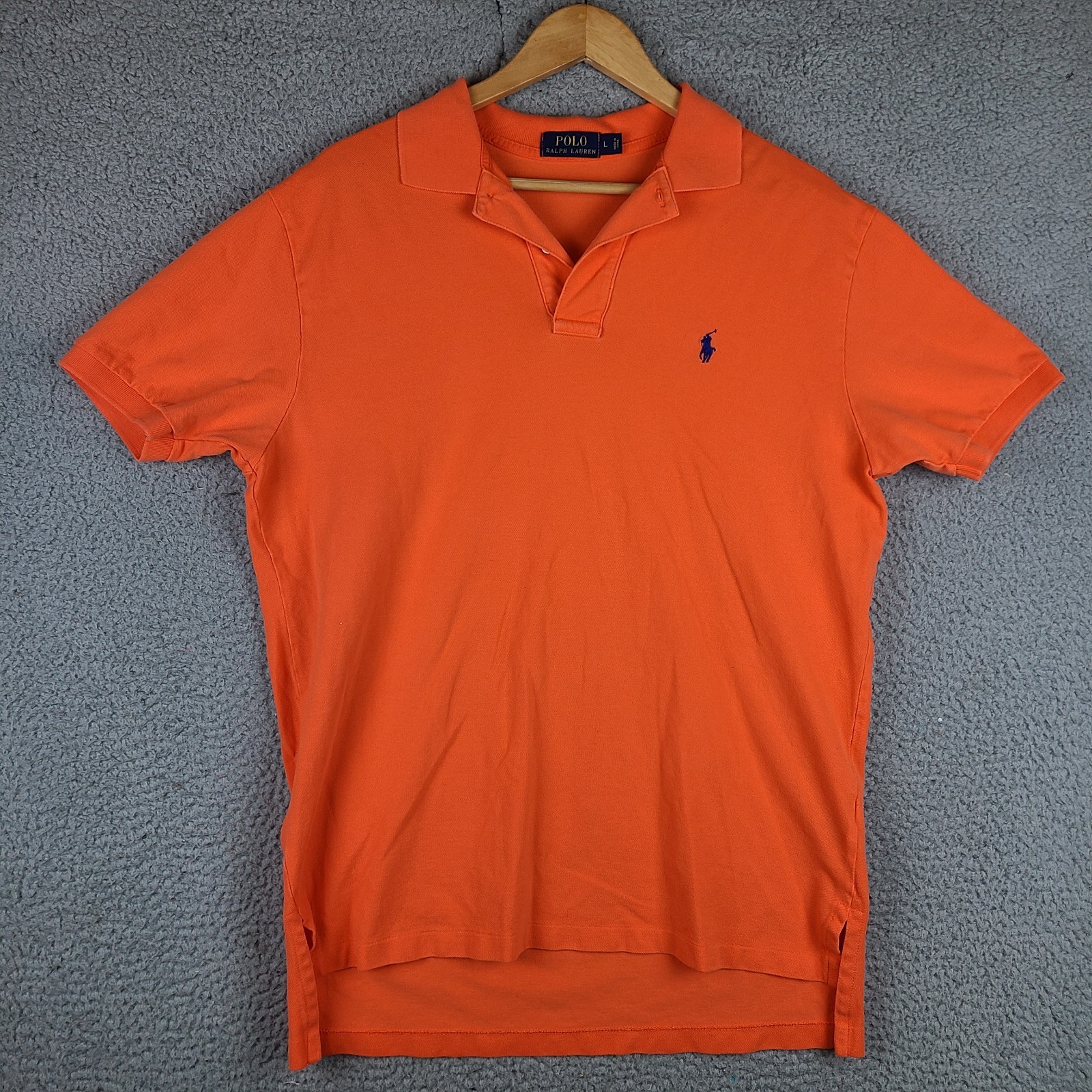 Polo Ralph Lauren polo arancione camicia blu piccolo pony casual preppy uomo grande