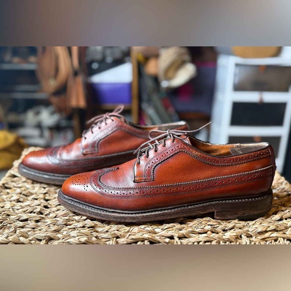 Vintage Thom McAn Full Brogue Leather Oxford Shoes 8.5