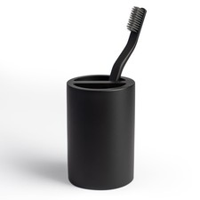 Matte Black Toothbrush Holder for Bathrooms   Modern Resin Countertop Organiz...