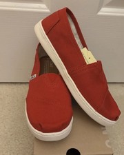 TOMS Classic Red Canvas Kids Slip Ons New Size 3.5Y