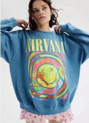 Urban Outfitters Nirvana Smile Overdyed Fleece Crew Neck Sweatshirt Size S/M