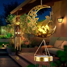 Cat Memories Wind Chime Moon Design Handcrafted Aluminum for Garden Gift