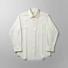 Manhattan Mansmooth Vintage Cream No-Iron Cotton Button Down, Men's L/S Shirt