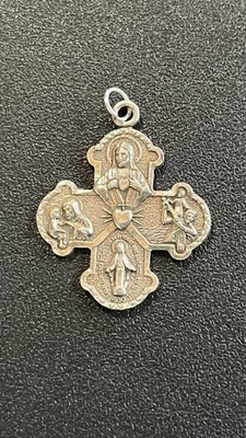 Sterling silver Cross pendant with religious figures.  please call a Priest  6gr