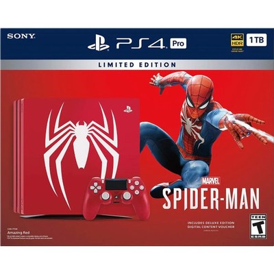PlayStation 4 Pro Console - Limited Edition Amazing Red Marvel's