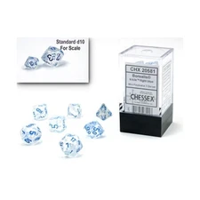 Chessex Mini Dice Mini Poly Set - Icicle w/Light Blue (7) New