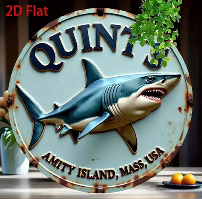 Jaws Movie Amity Island Shark Metal Sign Vintage Retro Sign Wall Decor 8x8 In